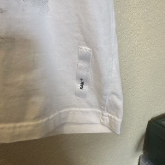 SAINT MORTA logo Zeus Boxy T-shirt White Black Graphic Print Men’s Medium - Picture 3 of 7